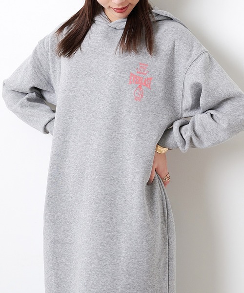EVERLAST(CROSSPLUS ONLINE)(エバーラスト)の「後ろロゴプリント ビックパーカースウェットワンピース(ワンピース・レディース・ベージュ/ネイビー/杢グレー・LL/M/L)」の6枚目の写真