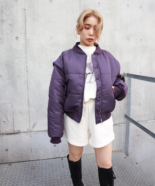 FIG&VIPER（フィグアンドバイパー）の「マルチWAY MID MA-1（MA-1・レディース・ブラック/ベージュ/パープル・FREE）」の14枚目の写真