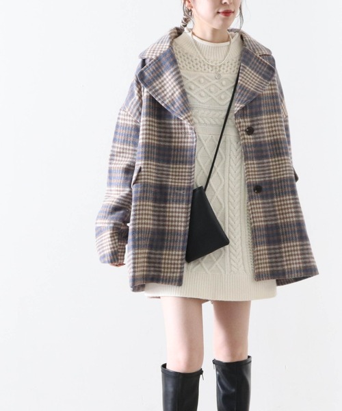 Cheek(チーク)の「チェックジャケットコート(チェスターコート・レディース・アイボリー/ブラック・MEDIUM)」の7枚目の写真