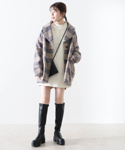Cheek(チーク)の「チェックジャケットコート(チェスターコート・レディース・アイボリー/ブラック・MEDIUM)」の6枚目の写真