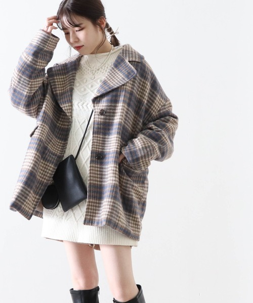Cheek(チーク)の「チェックジャケットコート(チェスターコート・レディース・アイボリー/ブラック・MEDIUM)」の9枚目の写真