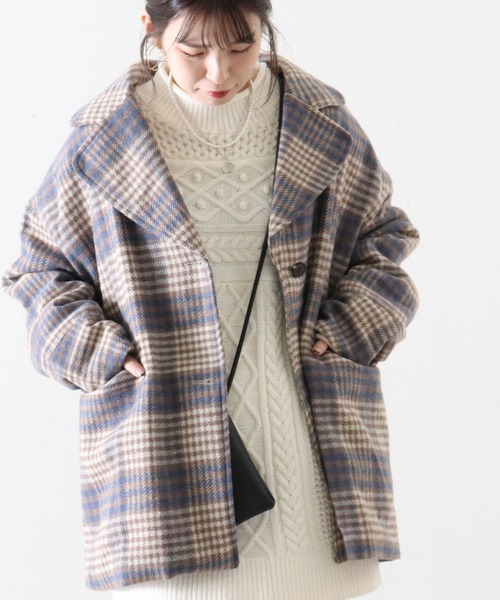 Cheek(チーク)の「チェックジャケットコート(チェスターコート・レディース・アイボリー/ブラック・MEDIUM)」の14枚目の写真