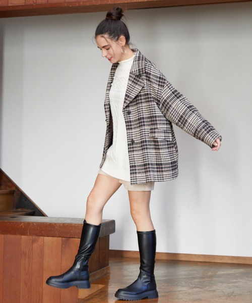 Cheek(チーク)の「チェックジャケットコート(チェスターコート・レディース・アイボリー/ブラック・MEDIUM)」の21枚目の写真