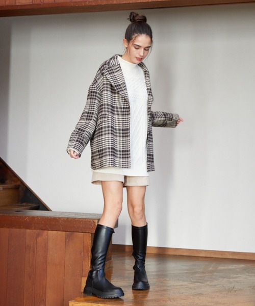 Cheek(チーク)の「チェックジャケットコート(チェスターコート・レディース・アイボリー/ブラック・MEDIUM)」の22枚目の写真