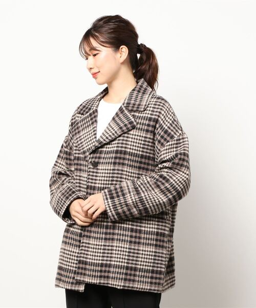 Cheek(チーク)の「チェックジャケットコート(チェスターコート・レディース・アイボリー/ブラック・MEDIUM)」の20枚目の写真