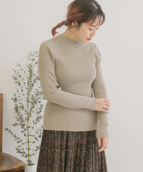 ITEMS URBANRESEARCH(アイテムズ アーバンリサーチ)の「ホソリブハイネックニット(ニット/セーター・レディース・ブラック/グリーン/アイボリー/ライトブラウン・FREE)」の2枚目の写真
