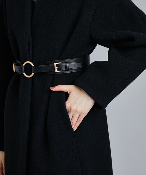 STUDIOUS（ステュディオス）の「UND プランプスリーブベルテッドコート 02120750200（ノーカラーコート・レディース・ブラック・S/M）」の19枚目の写真