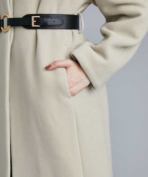 STUDIOUS（ステュディオス）の「UND プランプスリーブベルテッドコート 02120750200（ノーカラーコート・レディース・ブラック・S/M）」の4枚目の写真