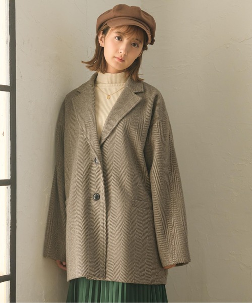 RETRO GIRL（レトロガール）の「フェイクウールテーラードジャケット（チェスターコート・レディース・オフホワイト/レッド/ブラック系その他/ブラウン系その他・FREE）」の4枚目の写真