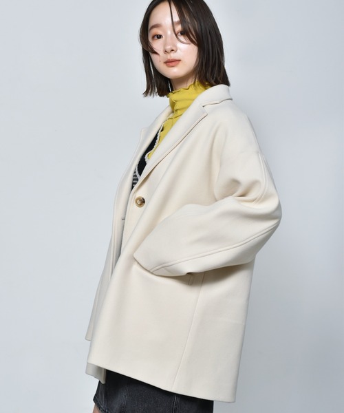 RETRO GIRL（レトロガール）の「フェイクウールテーラードジャケット（チェスターコート・レディース・オフホワイト/レッド/ブラック系その他/ブラウン系その他・FREE）」の2枚目の写真