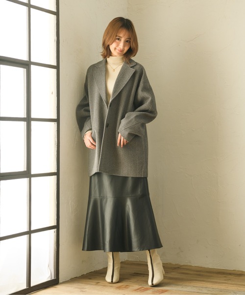 RETRO GIRL（レトロガール）の「フェイクウールテーラードジャケット（チェスターコート・レディース・オフホワイト/レッド/ブラック系その他/ブラウン系その他・FREE）」の8枚目の写真