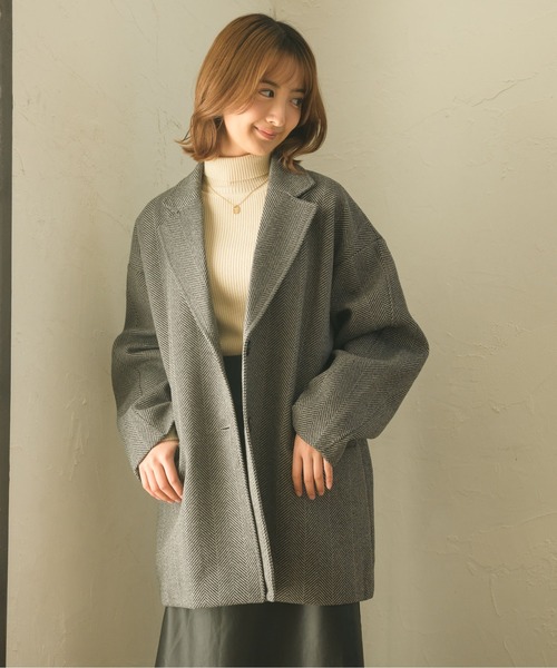 RETRO GIRL（レトロガール）の「フェイクウールテーラードジャケット（チェスターコート・レディース・オフホワイト/レッド/ブラック系その他/ブラウン系その他・FREE）」の20枚目の写真