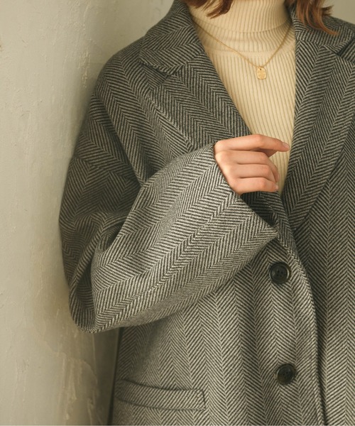 RETRO GIRL（レトロガール）の「フェイクウールテーラードジャケット（チェスターコート・レディース・オフホワイト/レッド/ブラック系その他/ブラウン系その他・FREE）」の5枚目の写真