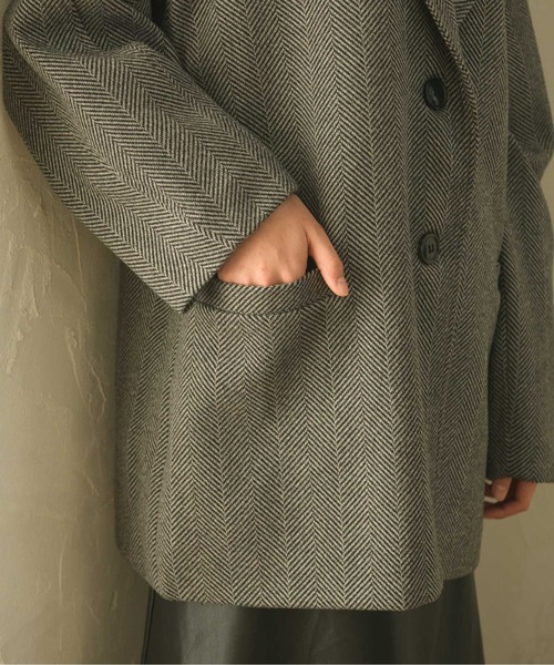 RETRO GIRL（レトロガール）の「フェイクウールテーラードジャケット（チェスターコート・レディース・オフホワイト/レッド/ブラック系その他/ブラウン系その他・FREE）」の13枚目の写真