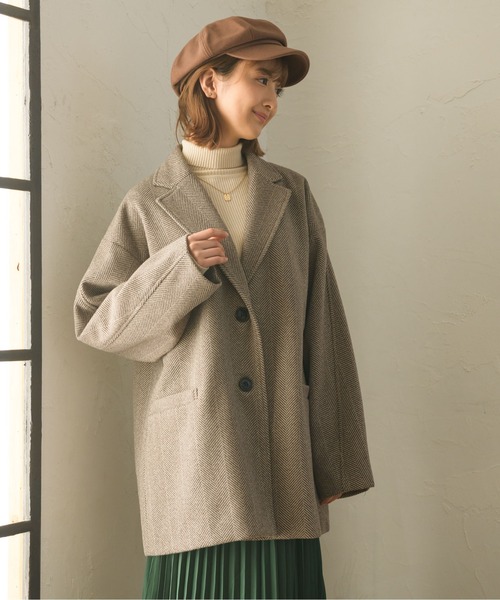 RETRO GIRL（レトロガール）の「フェイクウールテーラードジャケット（チェスターコート・レディース・オフホワイト/レッド/ブラック系その他/ブラウン系その他・FREE）」の6枚目の写真