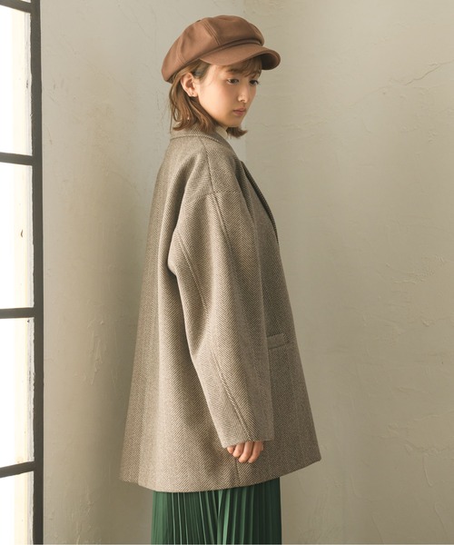 RETRO GIRL（レトロガール）の「フェイクウールテーラードジャケット（チェスターコート・レディース・オフホワイト/レッド/ブラック系その他/ブラウン系その他・FREE）」の14枚目の写真