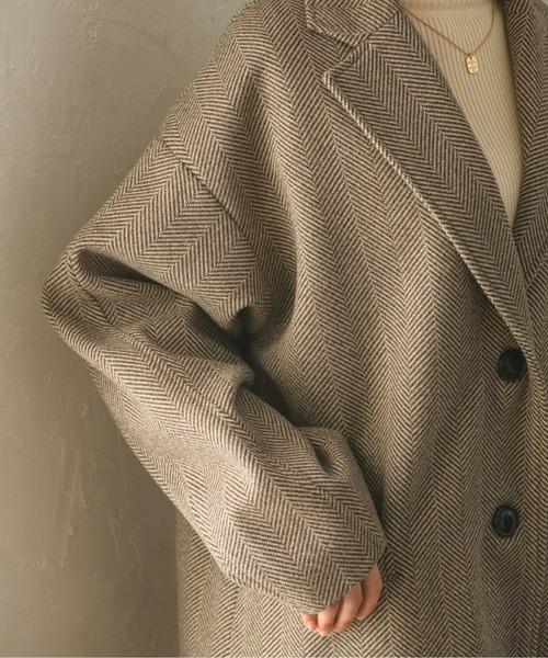 RETRO GIRL（レトロガール）の「フェイクウールテーラードジャケット（チェスターコート・レディース・オフホワイト/レッド/ブラック系その他/ブラウン系その他・FREE）」の10枚目の写真