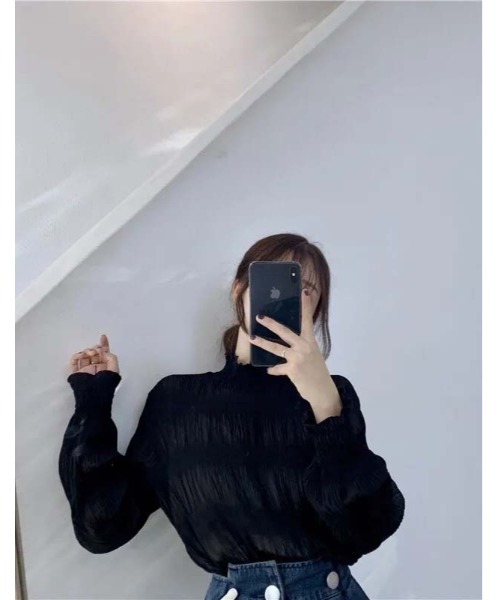 HARLEM ROUNGE(ハーレムラウンジ)の「シャーリングシアートップス(シャツ/ブラウス・レディース・ホワイト/ブラック/クリーム・FREE)」の9枚目の写真