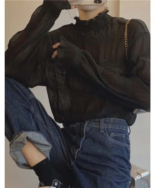 HARLEM ROUNGE(ハーレムラウンジ)の「シャーリングシアートップス(シャツ/ブラウス・レディース・ホワイト/ブラック/クリーム・FREE)」の10枚目の写真