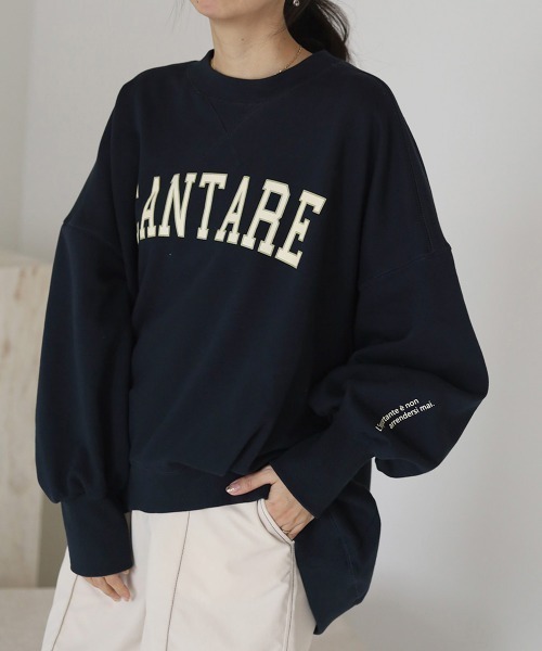 Bab（バブ）の「カレッジロゴビックシルエットスウェット（スウェット・レディース・ネイビー/ピンク/杢グレー・M）」の3枚目の写真