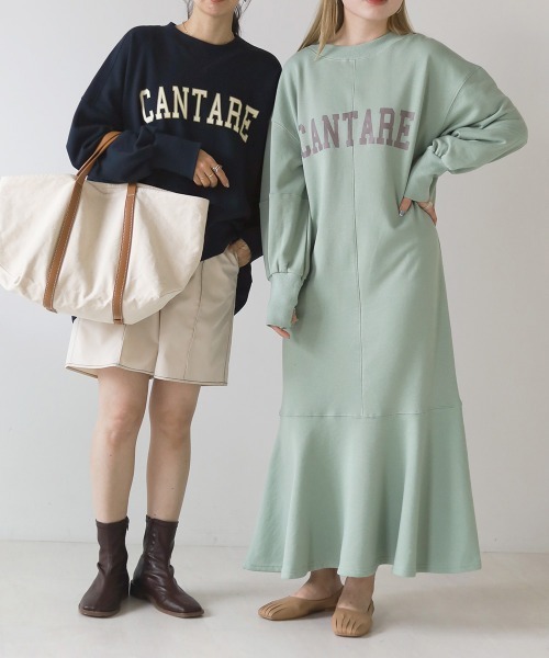 Bab（バブ）の「カレッジロゴビックシルエットスウェット（スウェット・レディース・ネイビー/ピンク/杢グレー・M）」の6枚目の写真