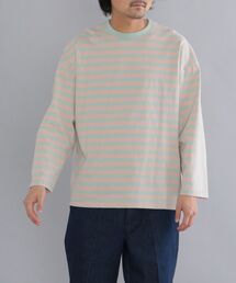 【WEB限定】SHIPS: ワンサイズフィット ビッグシルエット ワイドボーダー ロングスリーブ Tシャツ (ロンT)