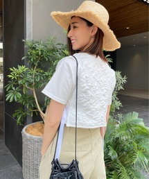 ふくれジャガードショートジレ&Tシャツセット