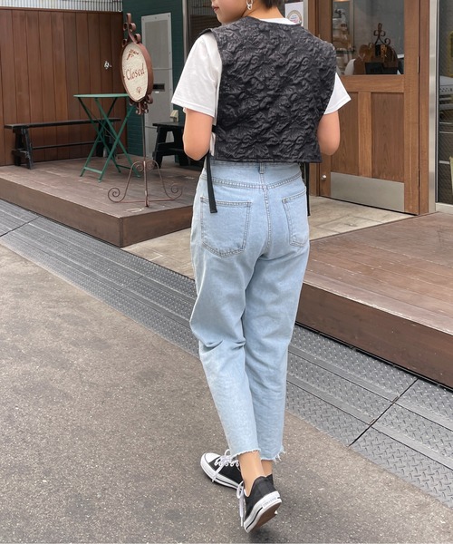 StyleSea(スタイルシー)の「ふくれジャガードショートジレ&Tシャツセット(ベスト・レディース・ブラック/オフホワイト/ピンクベージュ/ライトベージュ・MEDIUM)」の19枚目の写真