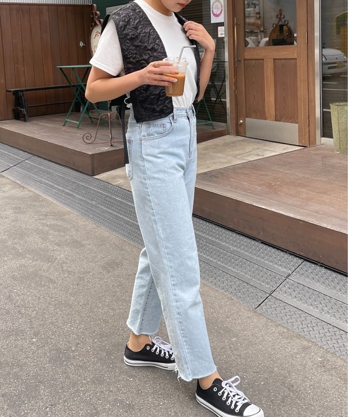 StyleSea(スタイルシー)の「ふくれジャガードショートジレ&Tシャツセット(ベスト・レディース・ブラック/オフホワイト/ピンクベージュ/ライトベージュ・MEDIUM)」の21枚目の写真