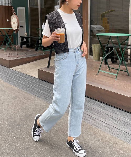 StyleSea(スタイルシー)の「ふくれジャガードショートジレ&Tシャツセット(ベスト・レディース・ブラック/オフホワイト/ピンクベージュ/ライトベージュ・MEDIUM)」の22枚目の写真