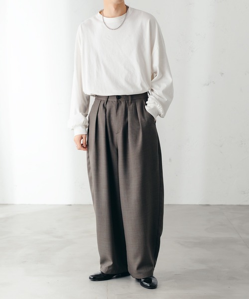 epnok(エプノック)の「メランジツイルバギーワイドパンツ(スラックス・メンズ・チャコールグレー/グレイッシュベージュ/グレイッシュブルー・SMALL/MEDIUM/LARGE)」の7枚目の写真