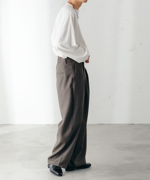 epnok(エプノック)の「メランジツイルバギーワイドパンツ(スラックス・メンズ・チャコールグレー/グレイッシュベージュ/グレイッシュブルー・SMALL/MEDIUM/LARGE)」の8枚目の写真