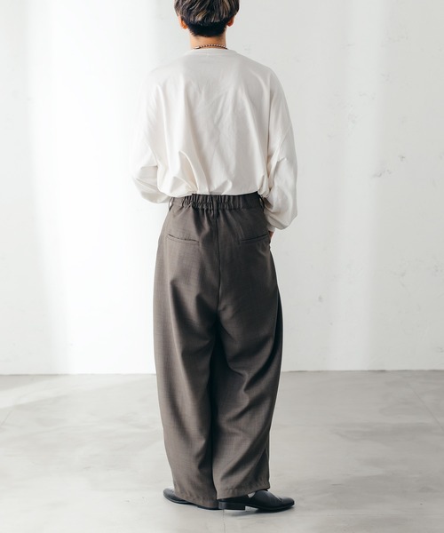 epnok(エプノック)の「メランジツイルバギーワイドパンツ(スラックス・メンズ・チャコールグレー/グレイッシュベージュ/グレイッシュブルー・SMALL/MEDIUM/LARGE)」の9枚目の写真