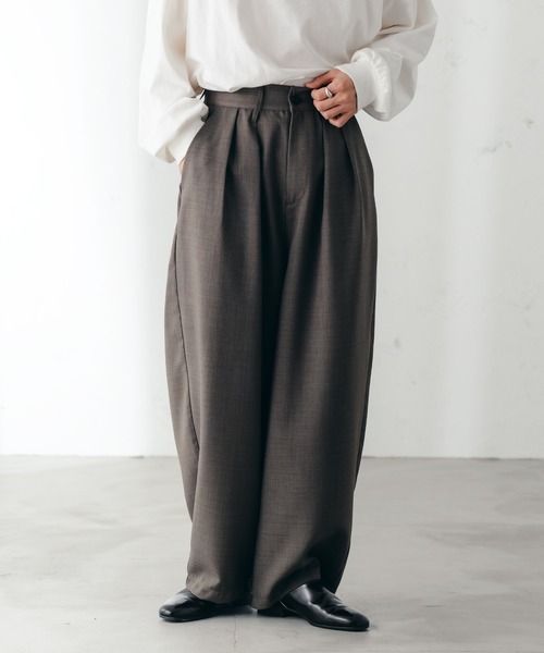 epnok(エプノック)の「メランジツイルバギーワイドパンツ(スラックス・メンズ・チャコールグレー/グレイッシュベージュ/グレイッシュブルー・SMALL/MEDIUM/LARGE)」の4枚目の写真
