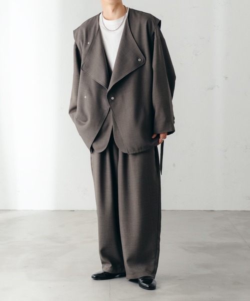 epnok(エプノック)の「メランジツイルバギーワイドパンツ(スラックス・メンズ・チャコールグレー/グレイッシュベージュ/グレイッシュブルー・SMALL/MEDIUM/LARGE)」の10枚目の写真