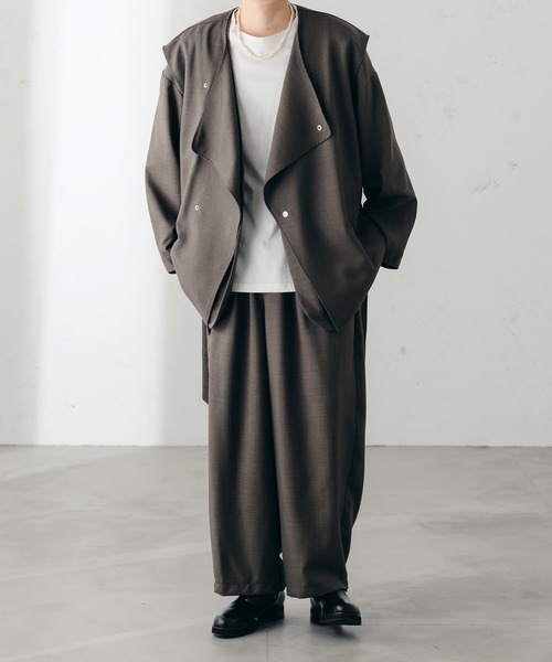 epnok(エプノック)の「メランジツイルバギーワイドパンツ(スラックス・メンズ・チャコールグレー/グレイッシュベージュ/グレイッシュブルー・SMALL/MEDIUM/LARGE)」の14枚目の写真