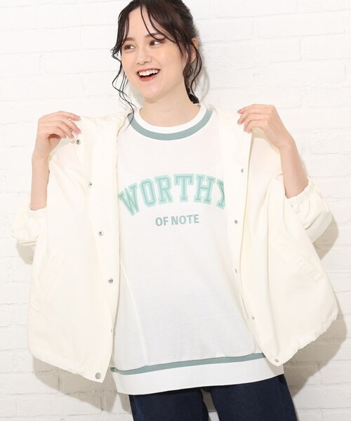 Cutie Blonde（キューティーブロンド）の「◆【S-LL】BIGフードマンパ（ブルゾン・レディース・アイボリー/ライトグリーン/ベージュ・01/02/03/04）」の2枚目の写真