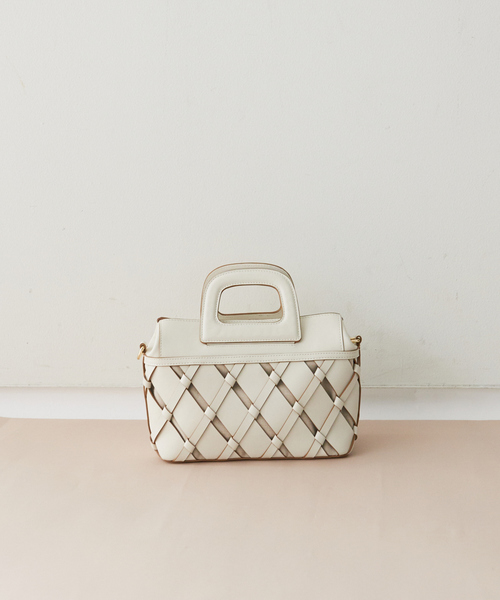 LOWELL things(ロウェル シングス)の「Kouti/レザーメッシュバスケット2WAY BAG(ハンドバッグ・レディース・アイボリー/イエロー・フリー)」の2枚目の写真