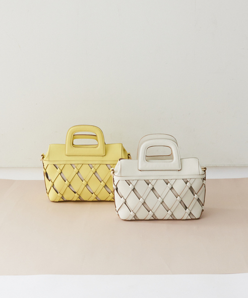 LOWELL things(ロウェル シングス)の「Kouti/レザーメッシュバスケット2WAY BAG(ハンドバッグ・レディース・アイボリー/イエロー・フリー)」の9枚目の写真