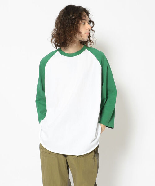 WALLA WALLA SPORT（ワラワラスポーツ）の「WALLA WALLA SPORT/ワラワラスポーツ　3/4 BASEBALL TEE 2TONE　3/4ベースボールT2トーン（Tシャツ/カットソー・メンズ・ネイビー/グレー/ゴールド/グリーン・14）」の2枚目の写真