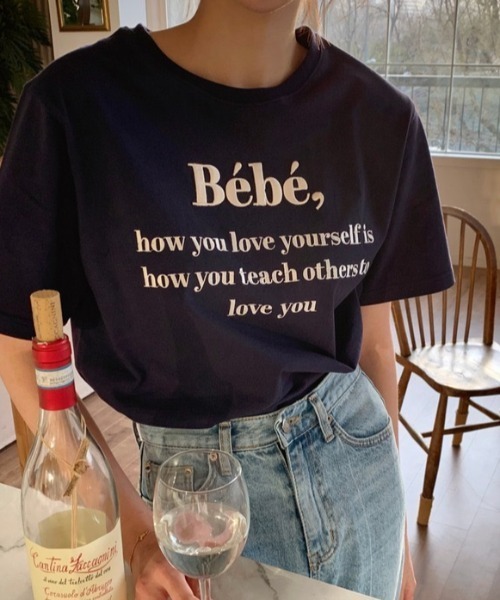 LAC-VERT（ラック・ヴェール）の「【累計販売枚数1万枚突破】Bebe刺繍カラーロゴＴシャツ（Tシャツ/カットソー・レディース・ブラック/ネイビー/アイボリー/グレー/ピンク/ホワイト/ブルー/イエロー・FREE）」の21枚目の写真