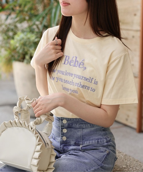 セール】【累計販売枚数1万枚突破】Bebe刺繍カラーロゴTシャツ