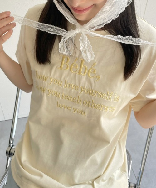 累計販売枚数1万枚突破】Bebe刺繍カラーロゴTシャツ（Tシャツ