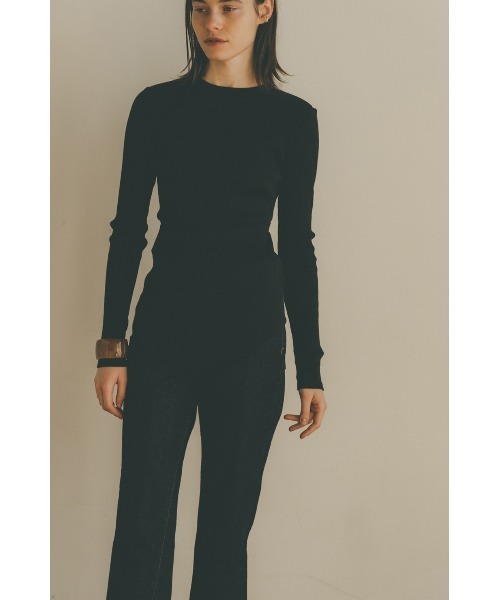 CLANE（クラネ）の「BACK OPEN RIB TOPS（Tシャツ/カットソー・レディース・アイボリー/ベージュ/ブラック・1/2）」の12枚目の写真