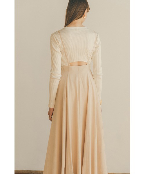 CLANE - BACK OPEN RIB TOPS - BEIGE | ADDICT WEB SHOP