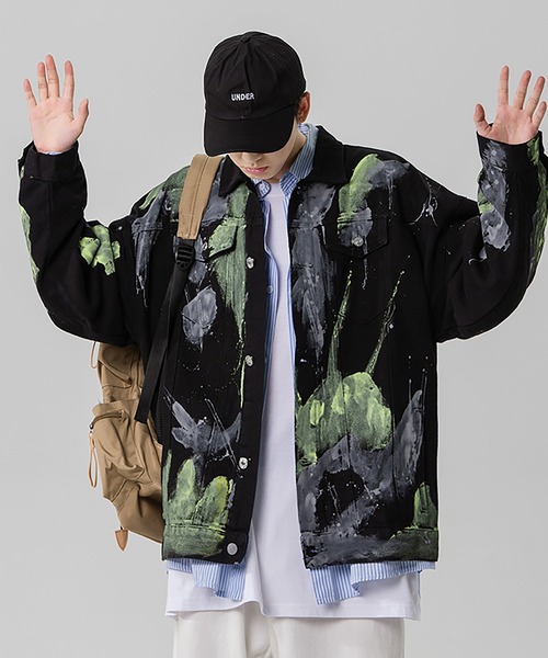 INTERPLAY(インタープレイ)の「【INTERPLAY】蛍光ペイントジャケット(デニムジャケット・メンズ・ホワイト/ブラック・FREE)」の2枚目の写真