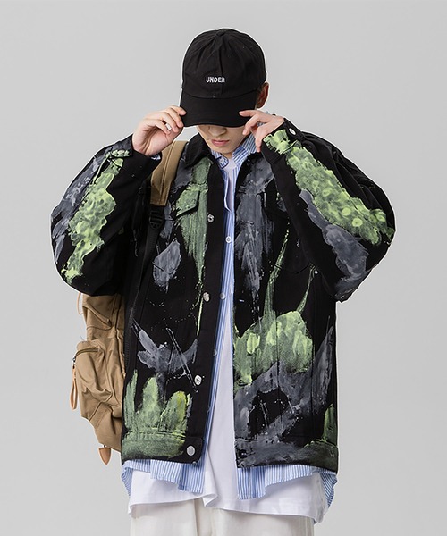 INTERPLAY(インタープレイ)の「【INTERPLAY】蛍光ペイントジャケット(デニムジャケット・メンズ・ホワイト/ブラック・FREE)」の3枚目の写真