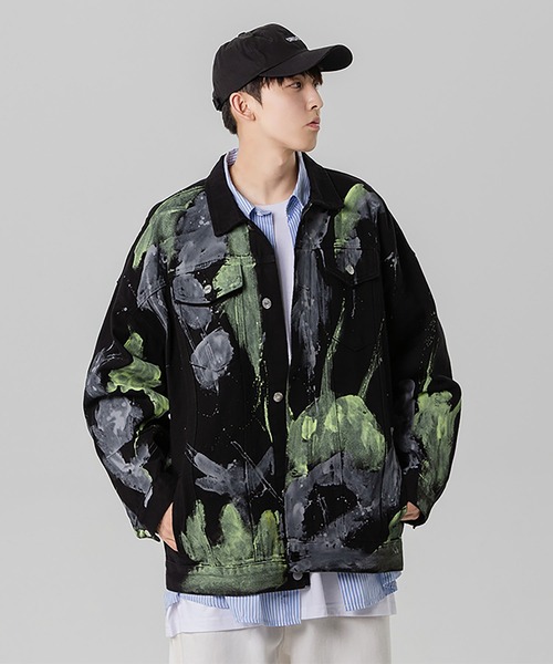 INTERPLAY(インタープレイ)の「【INTERPLAY】蛍光ペイントジャケット(デニムジャケット・メンズ・ホワイト/ブラック・FREE)」の4枚目の写真