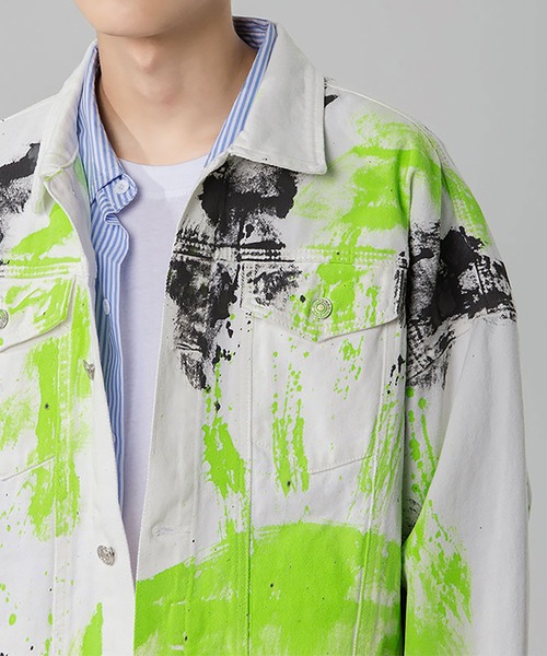 INTERPLAY(インタープレイ)の「【INTERPLAY】蛍光ペイントジャケット(デニムジャケット・メンズ・ホワイト/ブラック・FREE)」の18枚目の写真