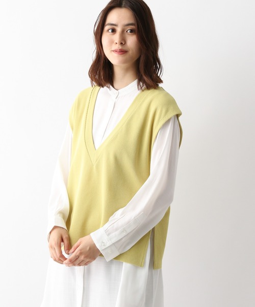 LEPSIM（レプシィム）の「フカVネックカットベスト　272692（ベスト・レディース・ブラック/グリーン/グレイッシュベージュ/イエロー/オフホワイト・FREE/TALL）」の5枚目の写真